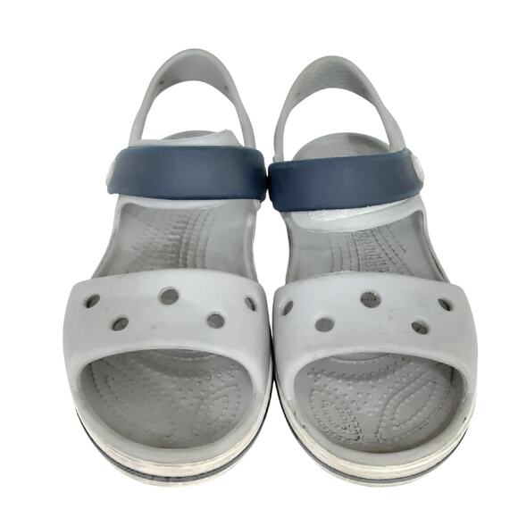 Crocs Bayaband Crocband Sandals Kids 12 Adjustable Hook & Loop Gray Blue Boys - Picture 5 of 9